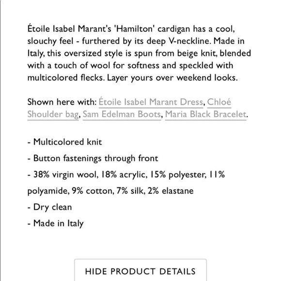 Isabel Marant Etoile Hamilton Wool Tan Gray Cardigan Oversized Size M - Picture 6 of 14